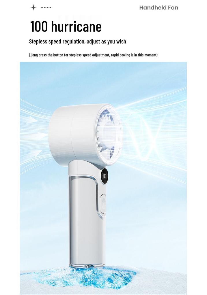 Portable Silent Handheld Fan with Digital Display and Long Battery Life for Outdoor Summer Cooling
