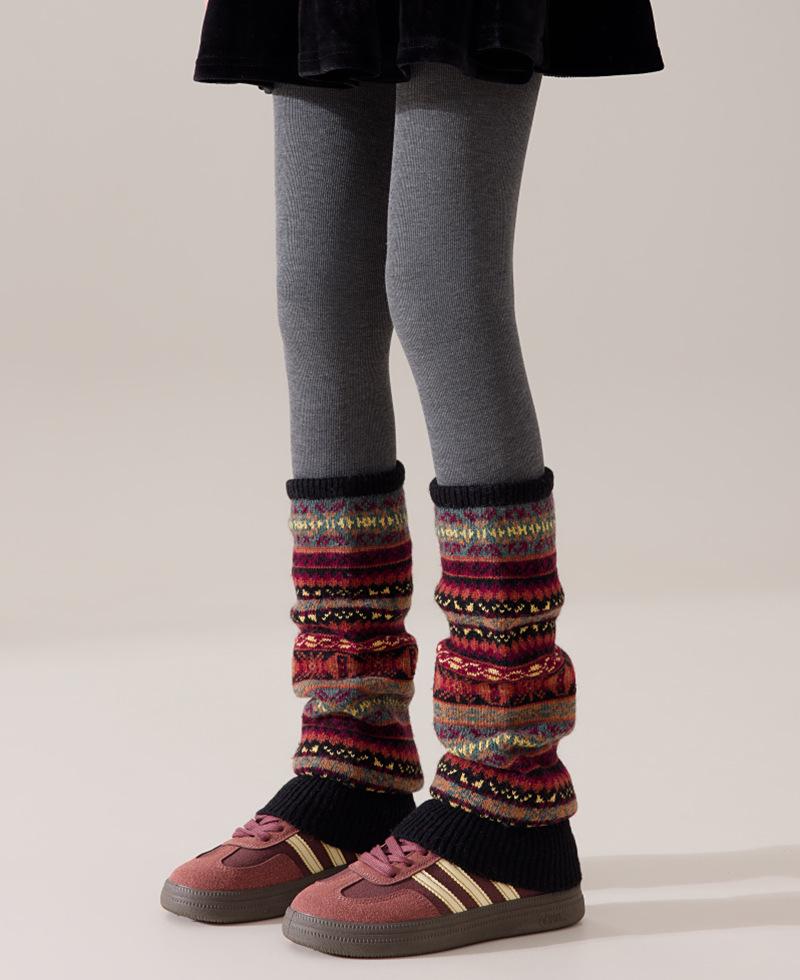 

Флуоресцентные камуфляжные богемные шерстяные гетры выше колена для женщин One Size