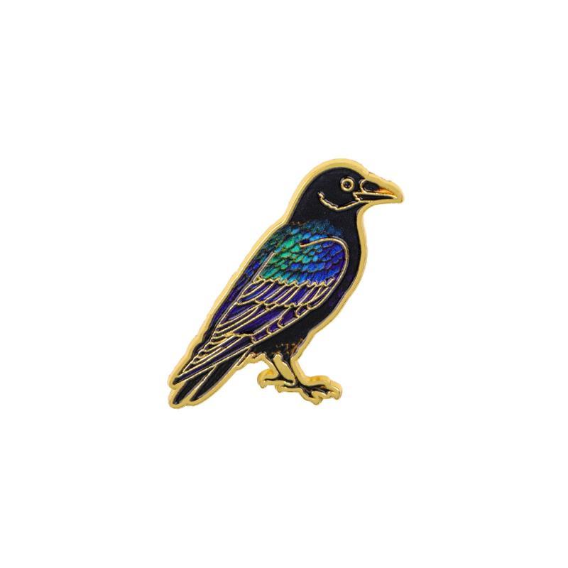 1Pcs Collar Lapel Pins Metal Badges Jewelry Punk Enamel Pin Cartoon Crow Brooch For Coat Halloween Brooches Party Gift