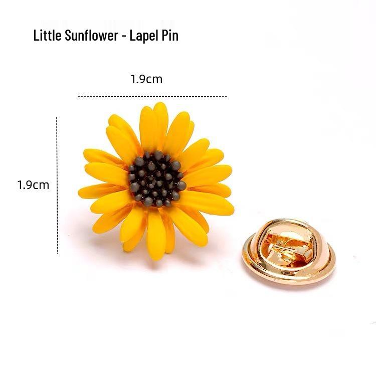 Korean Sunflower Brooch: Elegant Shirt & Dress Pin, Trendy Collar Accessory