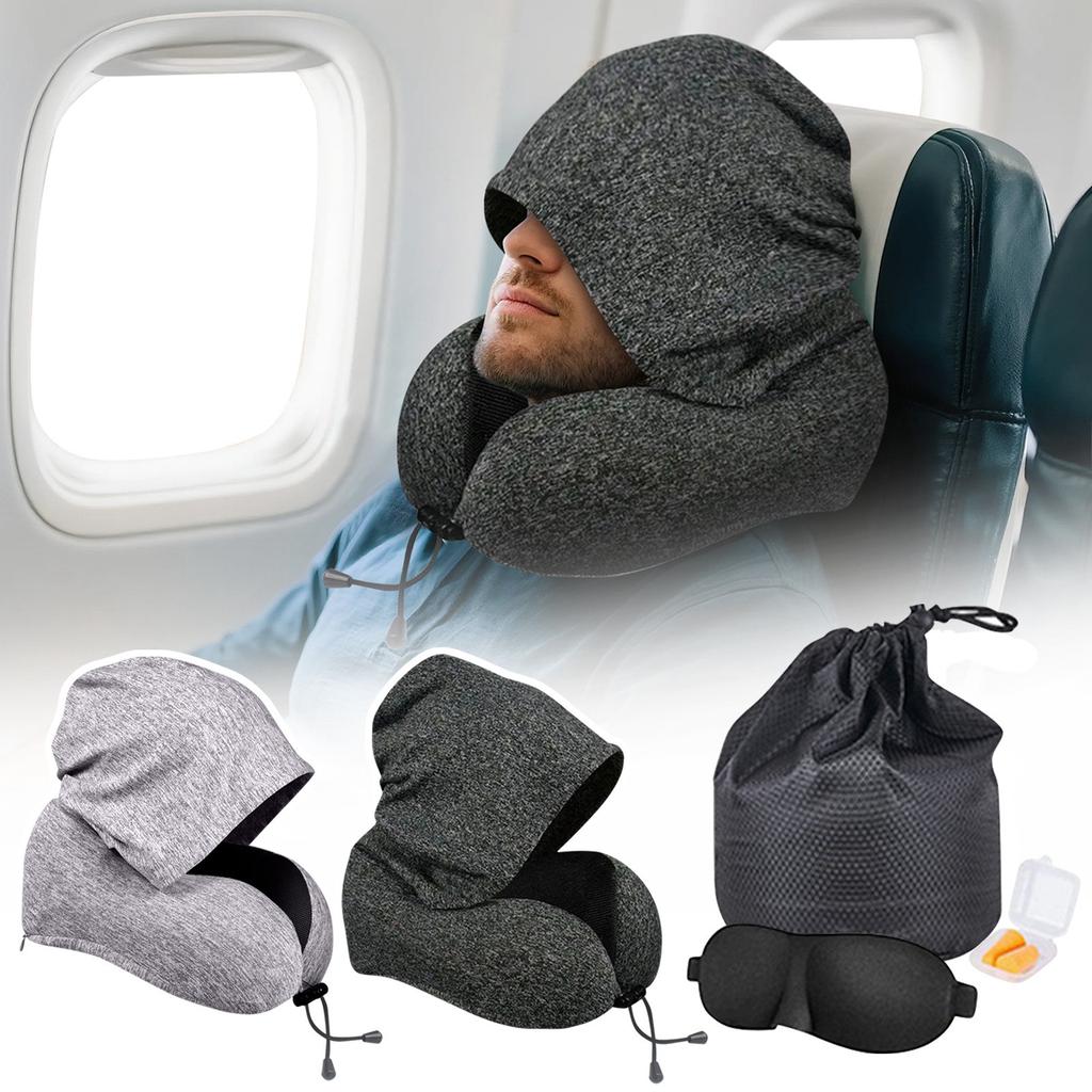 Hooded U Shaped Pillow Memory Foam Multifunctional Travel Neck Pillow Airplane Nap U-shaped Detachable And Washable Portable Pillow
