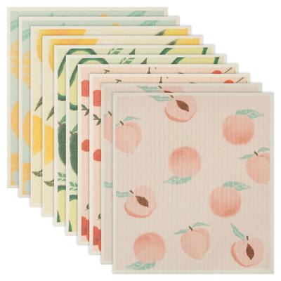 6/10/12 Pièces Torchons de Cuisine Absorbants Chiffons Suédois Éponge Nettoyante Chiffons de Vaisselle Paresseux Cellulose Doux Humides Secs