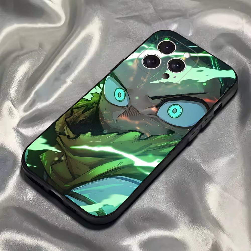 Custodia per Telefono My Hero Academia Deku Per iPhone 16,15,14,13,12,11,Pro,Max,Plus,X,XS,SE4,E,Mini,Custodia Nera Morbida