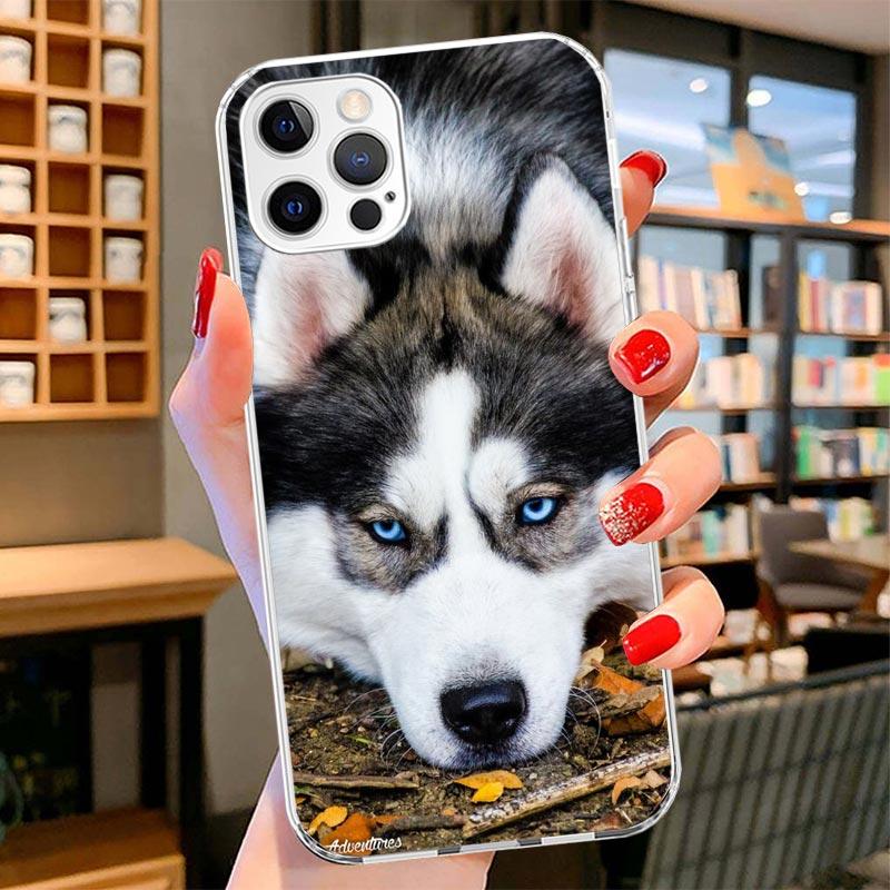 

Siberian Husky Dog Cover Phone Case For iPhone 16 17 Air 15 14 Pro Max 16E Phone Case 13 Mini 12 11 7 SE 8 Print Pattern Fit Cas iPhone 17 Air