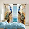 2Pcs Golden Feather Peacock Printed Window Curtains Elegance To Your Home With Luxurious Design And Vibrant Colors Machine