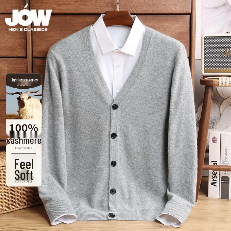 JOW Men's 100% Cashmere V-Neck Cardigan