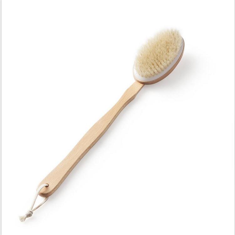 Natural Bristle Brush for Soft Wet Dry Skin Body SPA Soft Bristles Back Rubbing Bath Brush Shower Massager