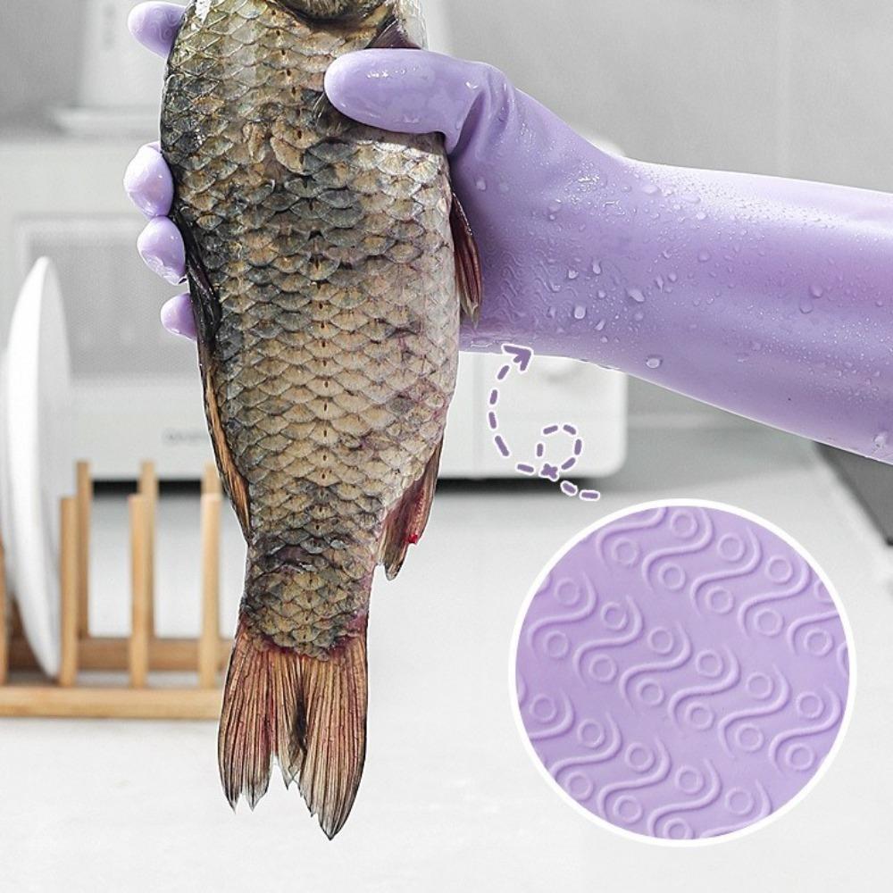 Waterproof Dishwashing Gloves Fleece Lined Scrubbing Gloves Winter Gloves  Outdoor Cleaning