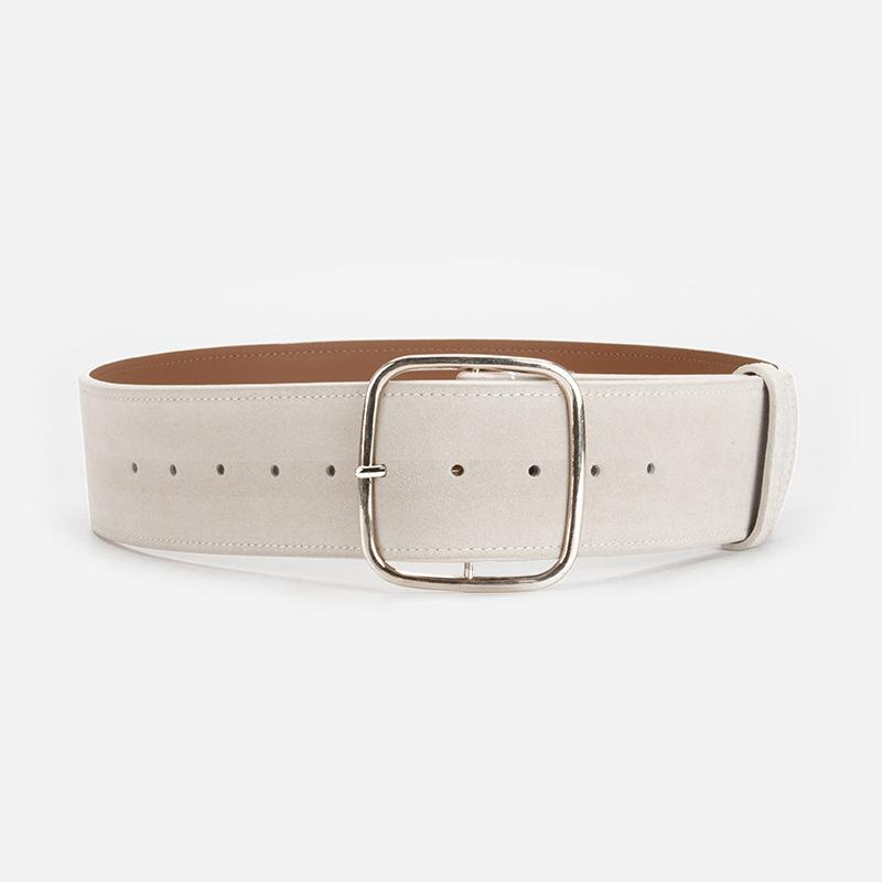 Nieuw leer retro gesp tailleafdichting dames mat suède koeienhuid riem met jas jurk