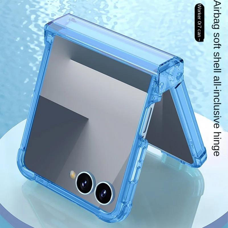 All-inclusive Hinged Four-corner Anti-drop Phone Case for Samsung Galaxy Z Flip 7 FE 6 5 flip7 Transparent Shcokproof Back Cover