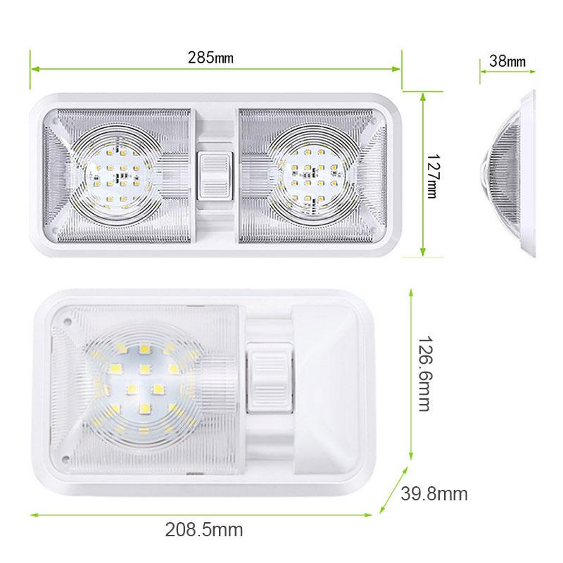 12-24V RV LED Dome Light Boat Camper Trailer Caravan Car Double Ceiling Light Indoor Lighting Universal Car Accessories