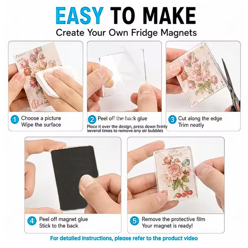 Handmade Custom Photo Fridge Magnets Set 5x3cm DIY Acrylic Sticker Kit for Refrigerator Decor & Souvenir Gift
