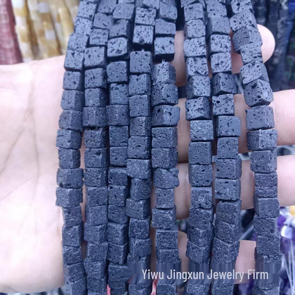 6x6mm Quadratische Rosenquarz-Achat-Perlenkette - Naturstein DIY-Zubehör