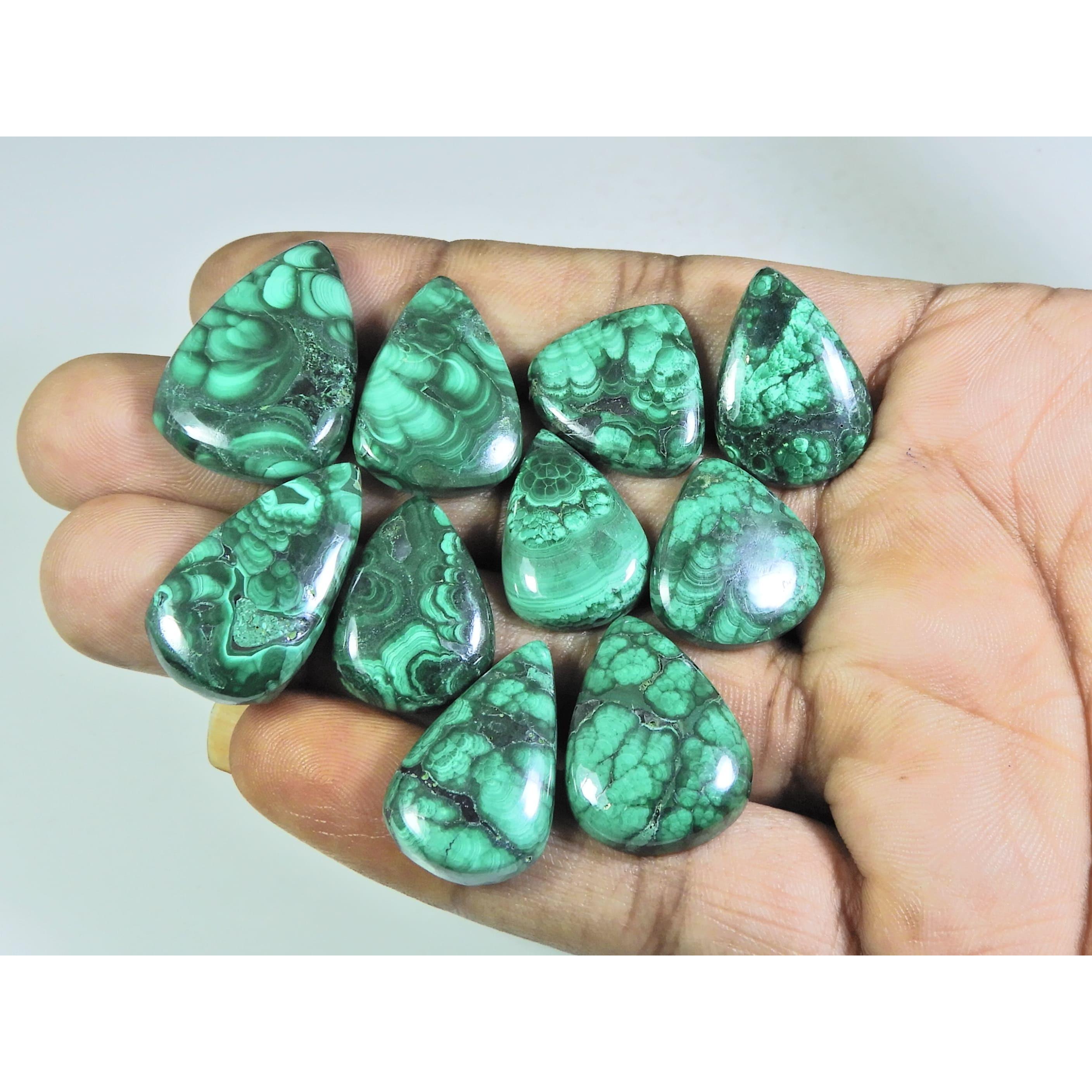 

196 Карат. Кольцо из натурального зеленого малахита, размер, грушевидный кабошон, драгоценный камень, лот 10 шт. C-275