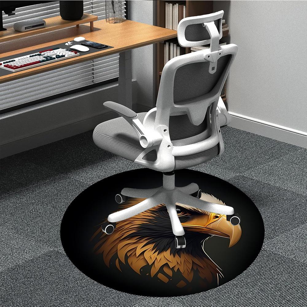 1pc Eagle Head Carpet, Round Non Slip Durable Large Size Office Carpet, Suitable for Office