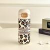 Fashion Leopard Print Double Drink Thermos Cup Girls Trend New Water Cup Portable Portable Stainless Steel Straw Cup Gifts