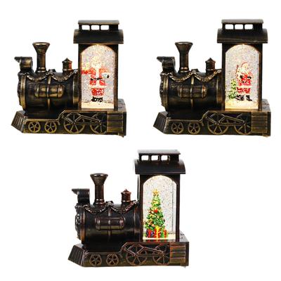 Glowing Snow Globe Lantern Train Statue Desktop Xmas Window Christmas Figure