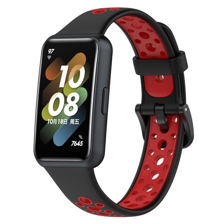 

For Huawei Band 7 / 7 NFC Two-color Breathable Silicone Watch Band For Huawei Band 7 / 7 NFC красный