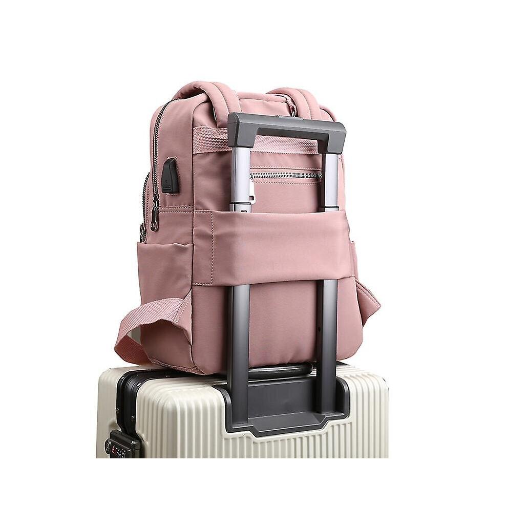 (Pink) Girls School Backpack Laptop Travel Bag With Usb Charging Port Water Resistant Casual Daypack