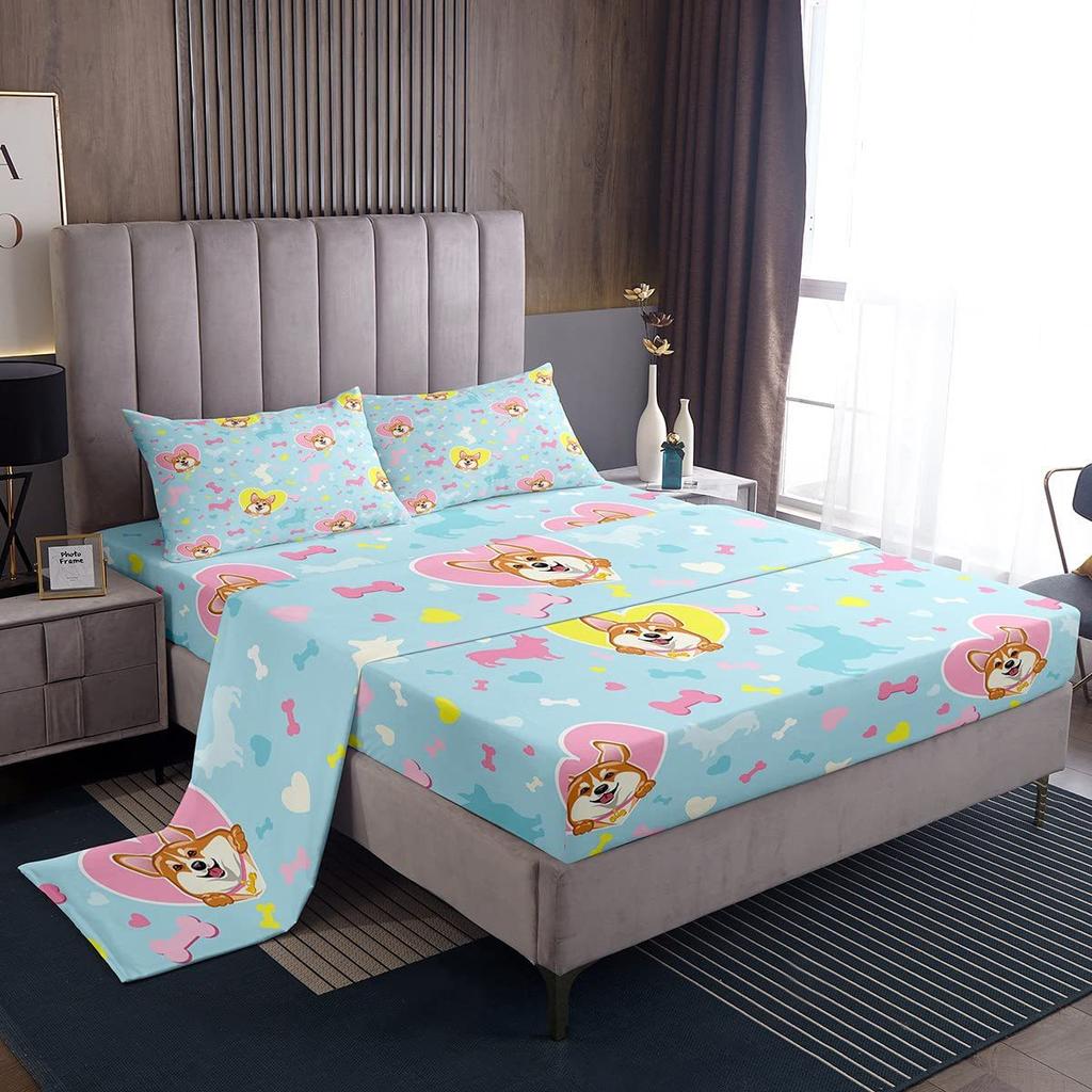 Camouflage cartoon airplane pattern bed hat four-piece bedding set bedroom dormitory bedding decoration