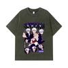 275 GSM Washed T-shirts 100% Cotton Jujutsu Kaisen V6 Gojo Print Unisex Heavy Cotton T Shirt
