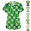 Women's Fashion V-neck Short Sleeve Workwear With Pockets Printed Tops