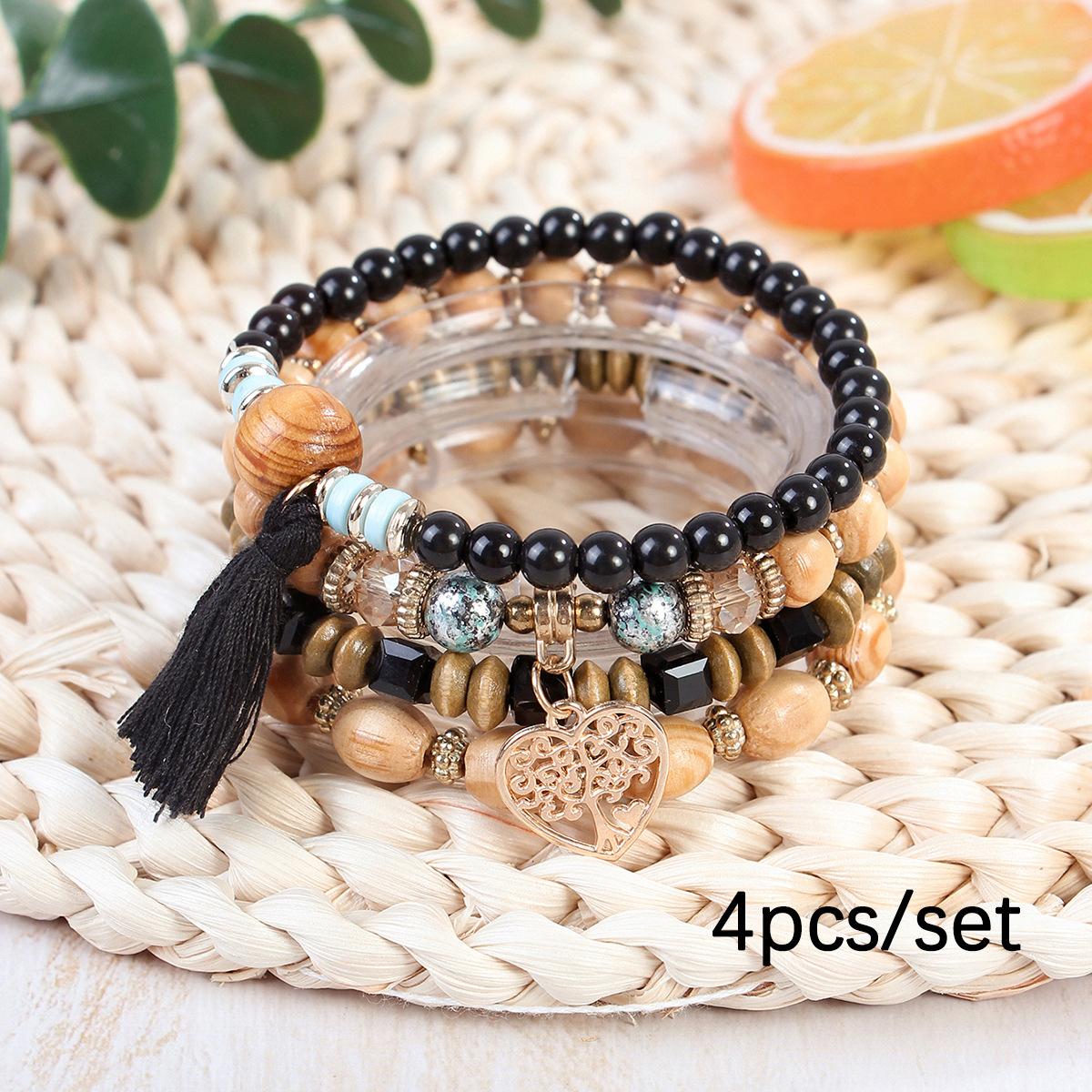 JYL TS Bracelet Bohemian  Smile Bead Style Brings Joy And Positive Vibes Black