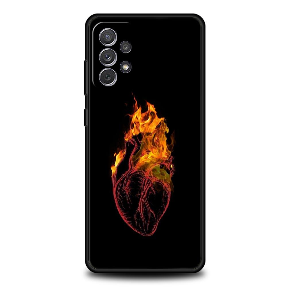 

Phone Case For Samsung Galaxy A17 A15 A13 A51 A71 A41 A31 A21S A07 A03S A05 A35 A55 A23 A25 A33 A53 A73 5G Cover Flame Pattern Galaxy A11