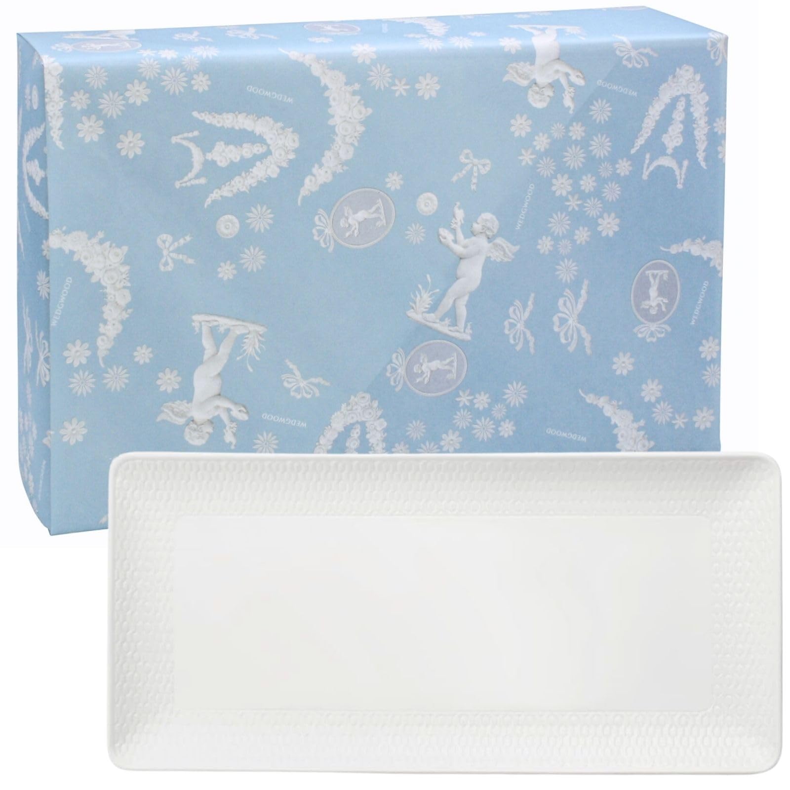 

[Wedgwood Official Wedding Wrapping] Geo Long Tray, 28 x 13.5 cm, White, Wedding Tableware, Gift, Wedding Present, Gift for the Bride and Groom, aB400