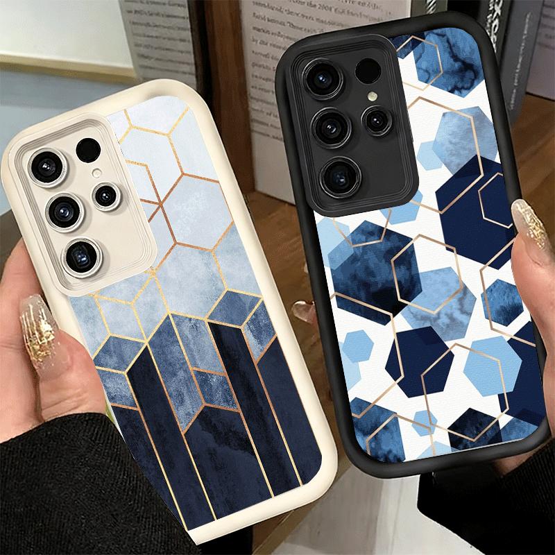 Phone Case for Samsung Galaxy S26 S25 Ultra S24 FE Geometric Marble Pattern Shell S23 Plus S22 + S21 S20 5G Soft Silicone Funda