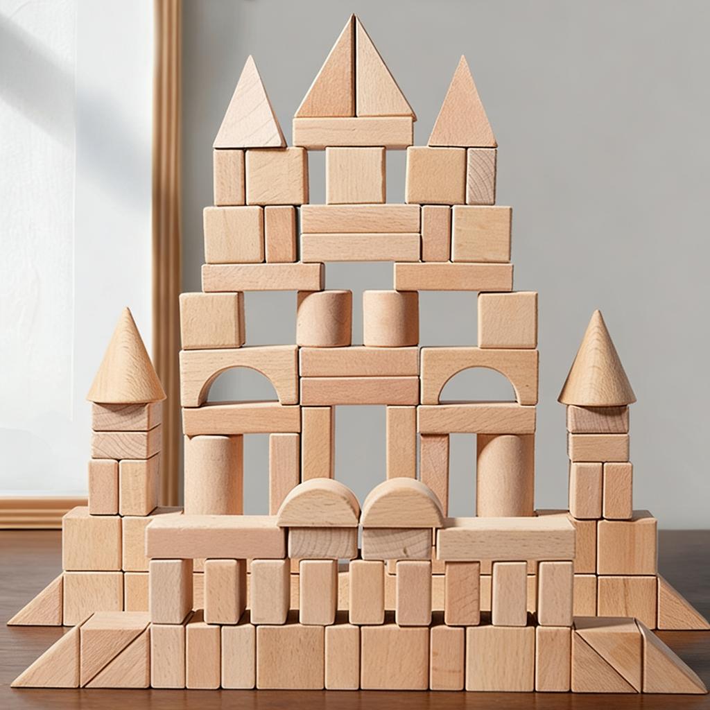 100 Pezzi Blocchi da Costruzione in Legno di Faggio per Bambini Senza Formaldeide Grandi Dimensioni Anti-Deglutizione Immaginazione Gioco Creativo di Costruzione
