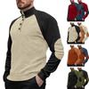 New Men's Long-sleeved Stand-up Collar Outdoor Sweater Corduroy Buckle Casual Sports Henry