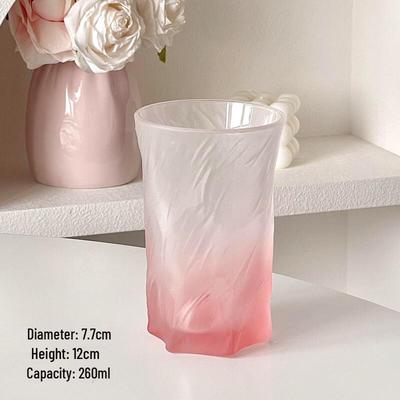 OLOEY Pink Gradient Glass Water Cup