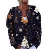 Women's Fashion Christmas Printed Long Sleeve Knitted Cardigan Button Down Jacket