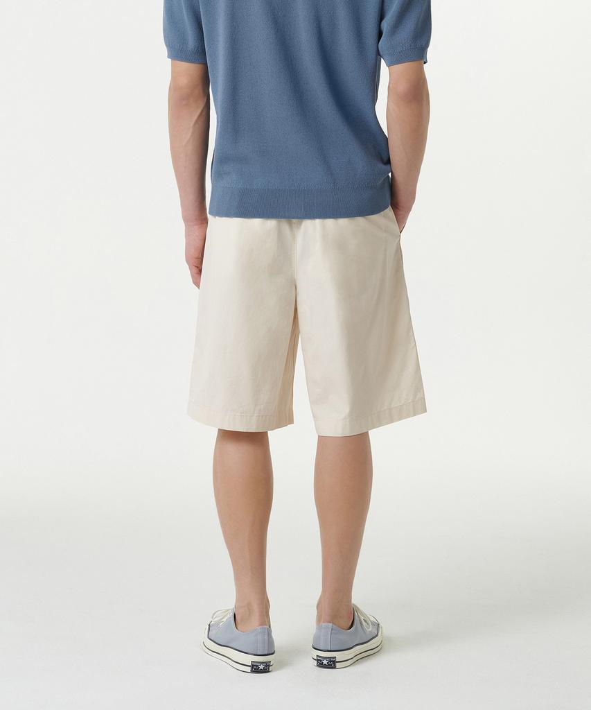 MUSINSA STANDARD Cotton One-Tuck Wide Elastic Shorts [Cream]