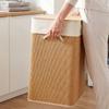 2 Section Laundry Basket with Lid, 100L Bamboo Laundry Hamper with Handles, Removable and Washable Liner, Brown