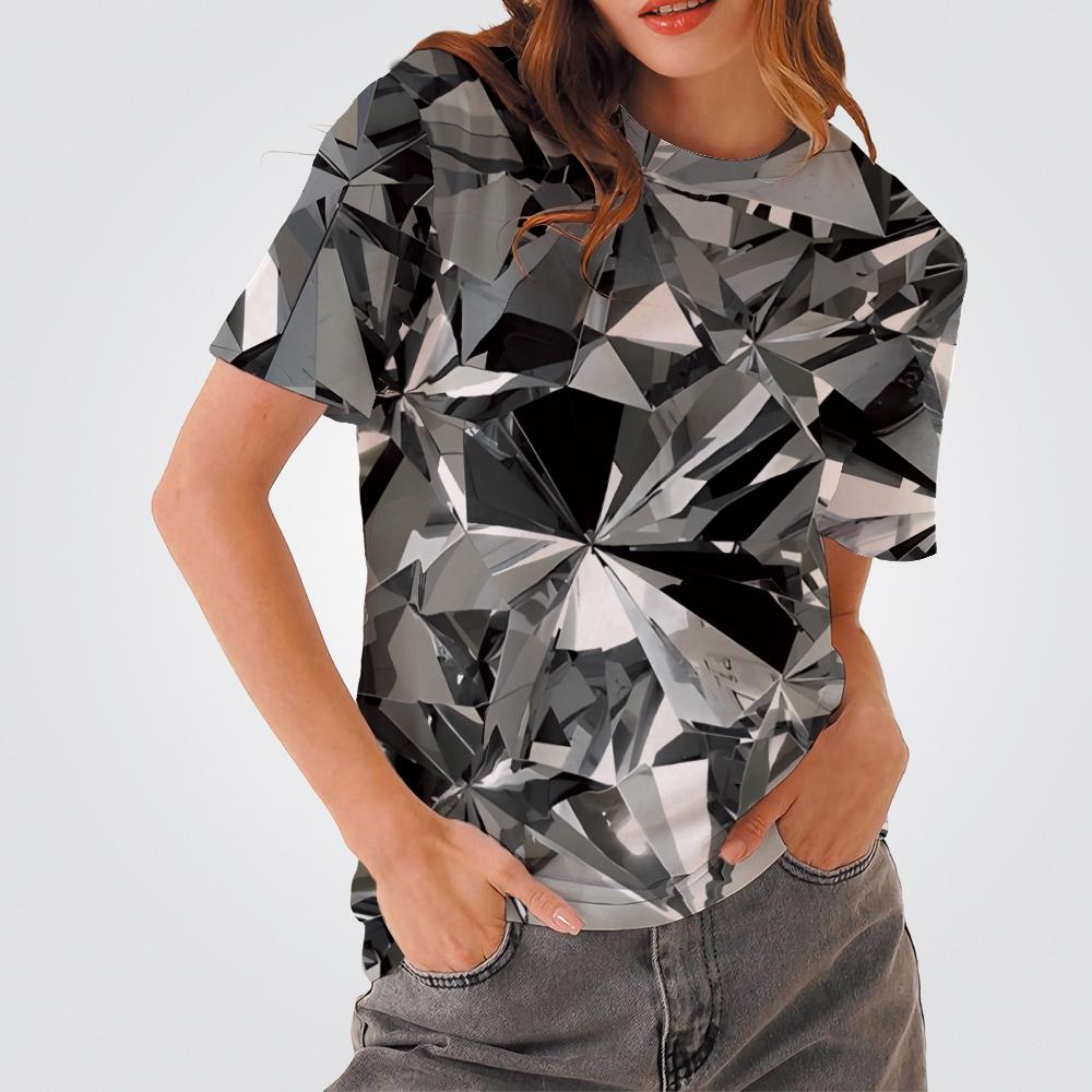 Summer Sparkling Scales 3D Print T-shirts Women Streetwear Casual Fashion Y2k Short Sleeve T Shirt O-neck Tees Tops Clothing