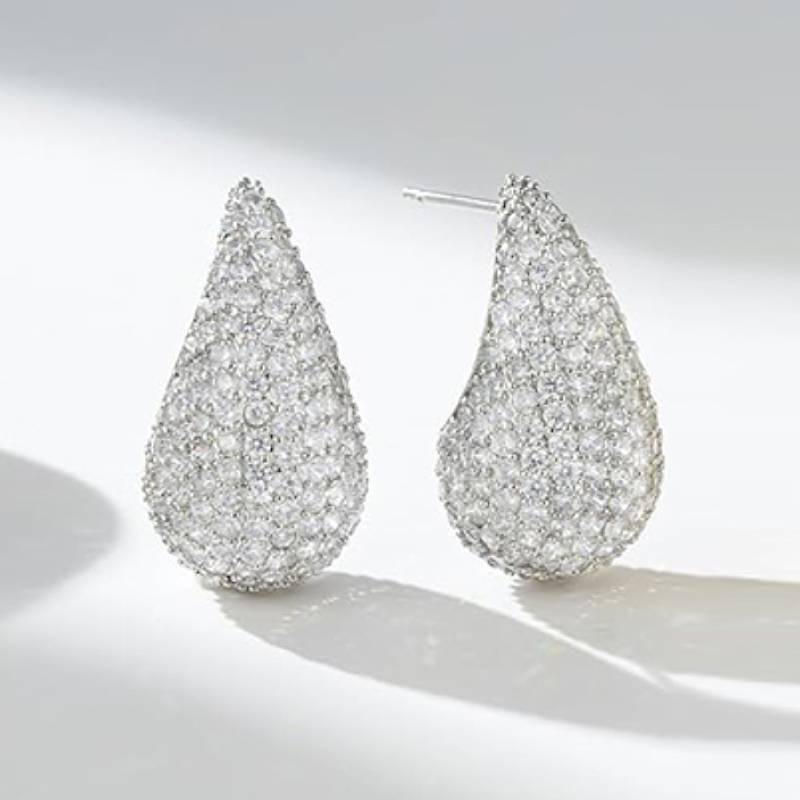 

Huitan Geometric Design Women Drop Earrings Full Shining CZ Fashion Daily Party Versatile Lady Luxury Accessories Chic Zircon