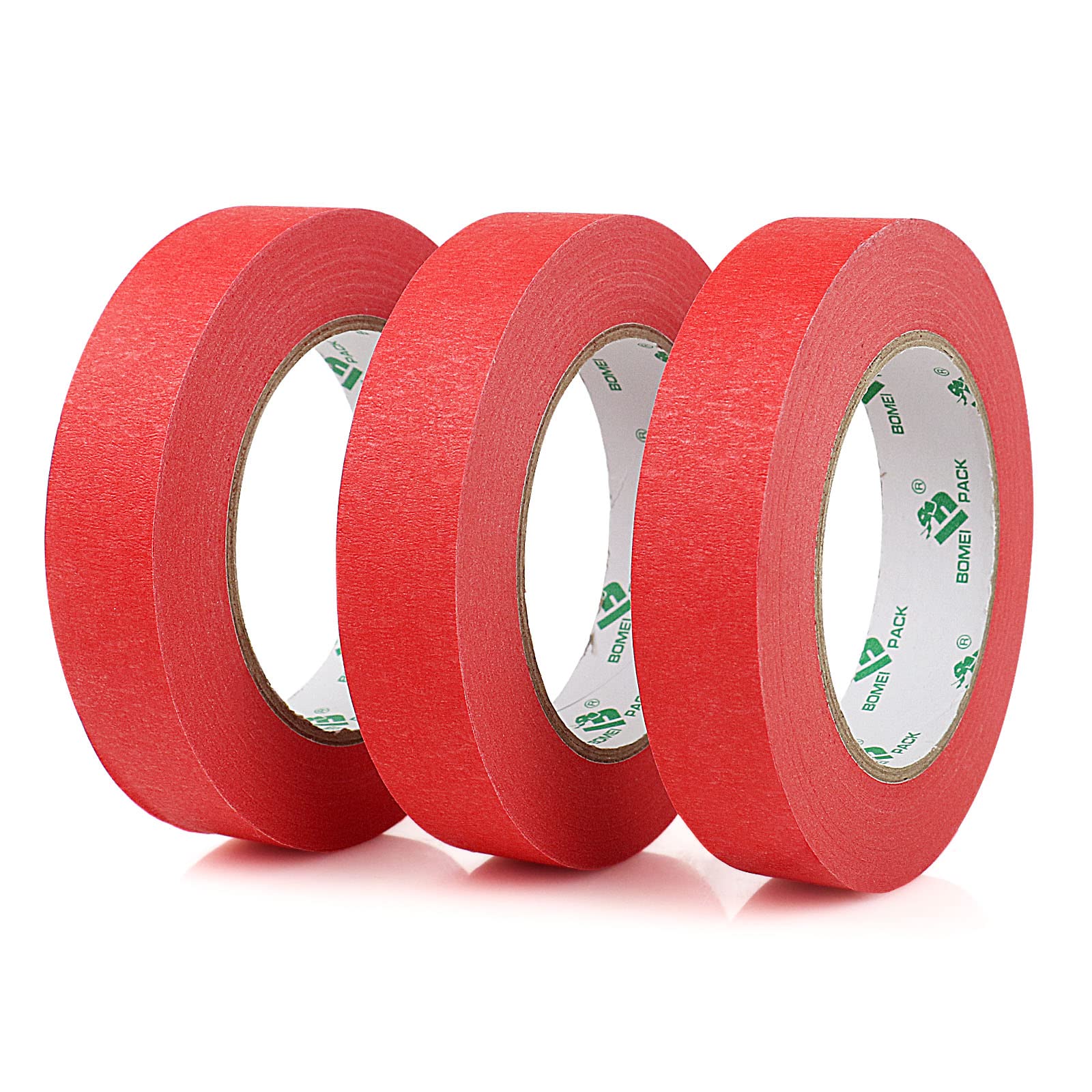 

BOMEI PACK Masking Tape 24mm x 55mm easy to write easy to temporary fixing tape for car and (3-roll set) - Red, on, tear, painting, use, vehicles. красный