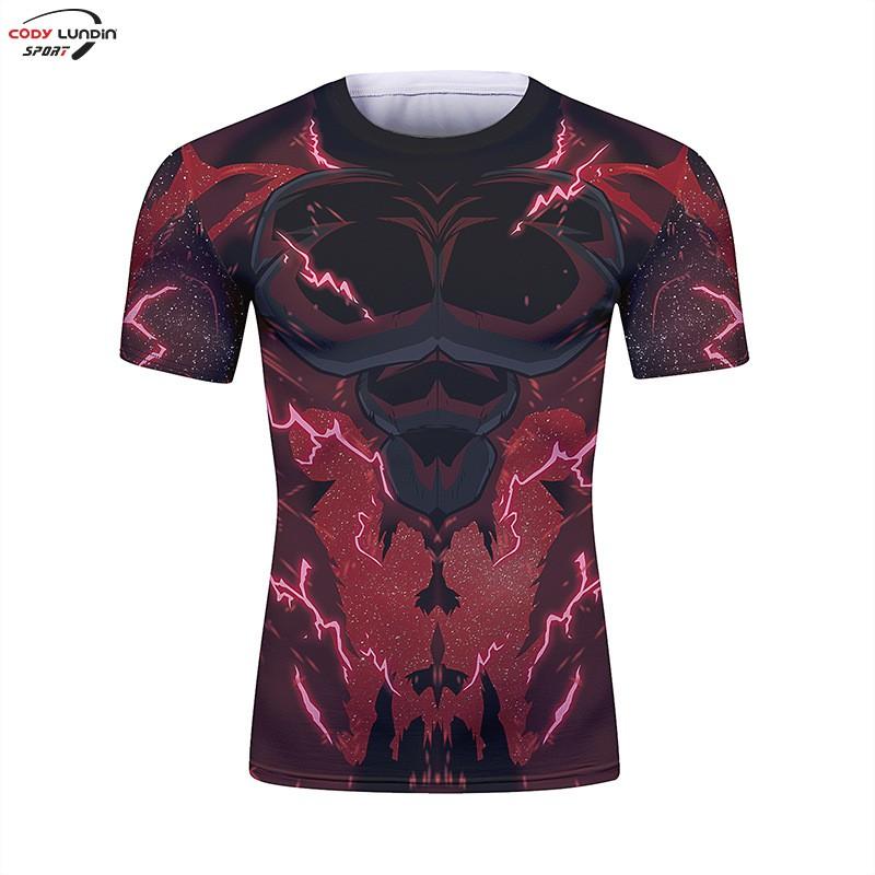 Mens Slim Fit Short Sleeve T-Shirt With 3D Print Quick-Dry Athletic Top Running Casual Sport