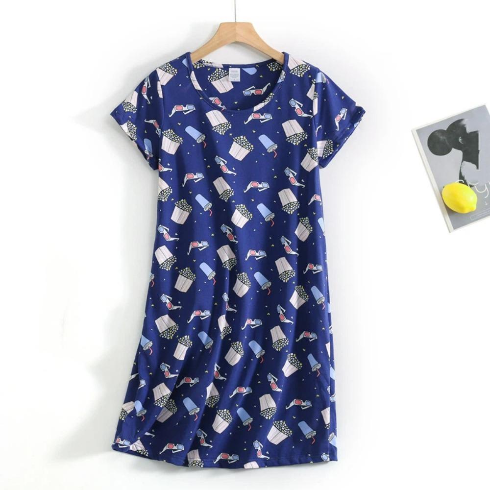 Fashion Casual Women Nightdress Short Sleeve Dresses Loose Fit Nightwear Home Clothes Nightie Loungewear Dresses