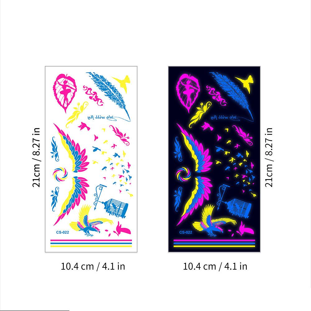 Halloween Fluorescent Stickers Funny Arm Ghost Face Waterproof Tattoo Stickers Women Men Party Supplies Masquerade Cosplay Props