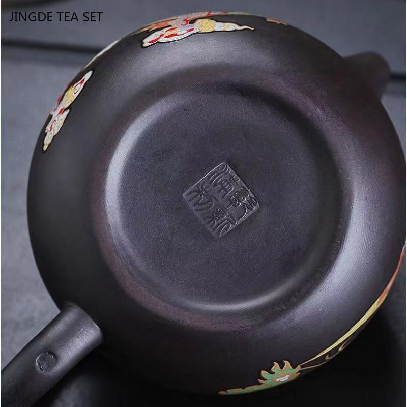210ml Wen Lan Zi Sha Pot Household Chinese Dragon and Phoenix Tea Color Changing Tea Pot and Tea Set upon Heat