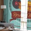 Retro Music Poster With Vinyl Gramophone Chiffon Sheer Curtains for Living Room Bedroom Window Curtain Voiles Tulle Cortinas