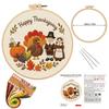 With EN Instruction Happy Thanksgiving Day Embroidery Kit Embroidery Pattern Kit  Thanksgiving Day