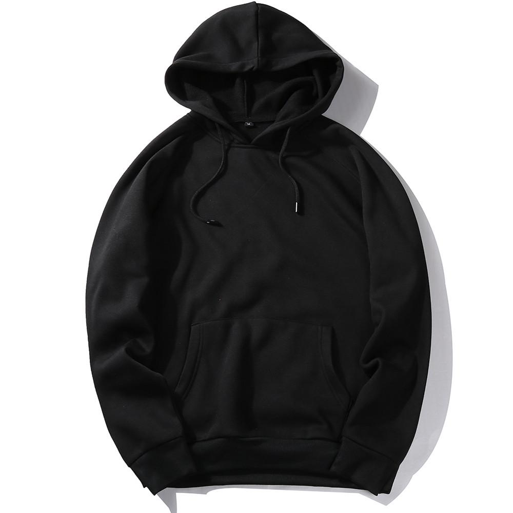 Men's  Casual Solid Hip  Loose Fit Fleece Long Sleeve Hoodie Top Blouse