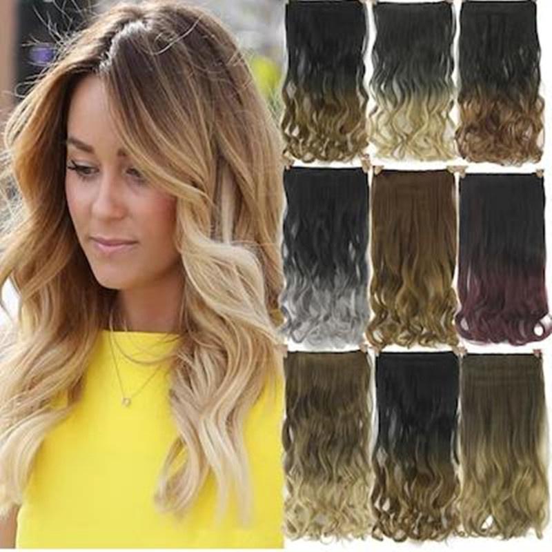 Wavy Hair Hairpieces Women Coloring Gradient Long Curly Hair Wig Female Hair Thickening