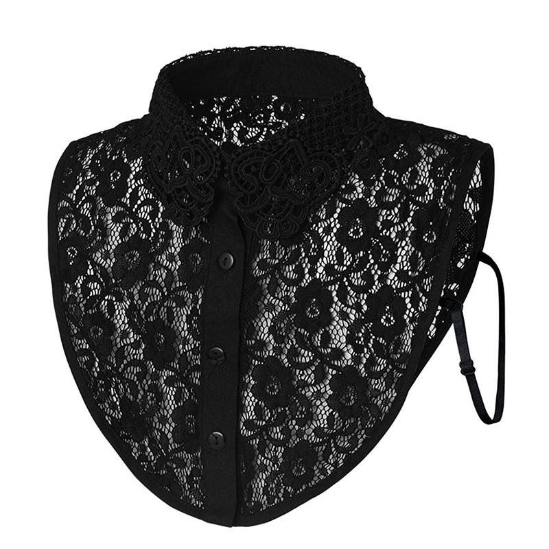 Damen Spitzenpuppe Falscher Kragen Schal Wickel Abnehmbar Abnehmbarer Spitzen-Falschkragen Verstellbar Damen Kleidung Accessoire