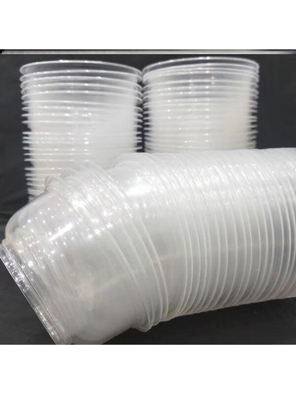 100-Pack Disposable Thickened Plastic Round Bowls with Lids