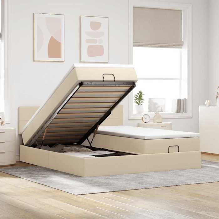 Maison Exclusive - Cadre de lit ottoman avec matelas crème 180x200 cm tissu